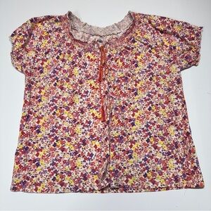 Basic Editions Multicolor Floral Short Sleeve Top